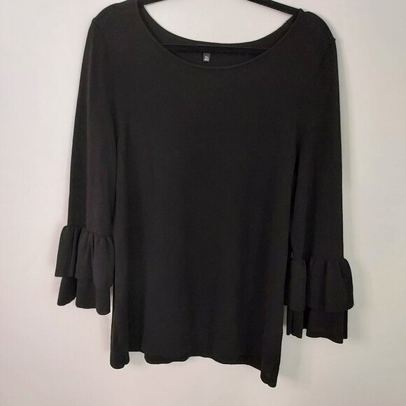 Talbots Double Flounce Sleeve Black Sweater - Picture 1 of 9